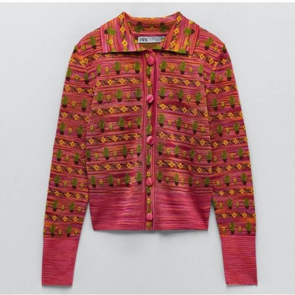 Zara KNIT JACQUARD JACKET - Picture 3 of 3